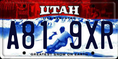 UT license plate A819XR