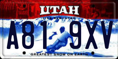 UT license plate A819XV