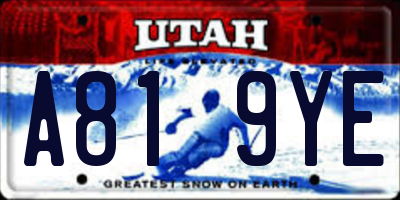 UT license plate A819YE