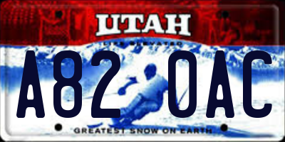UT license plate A820AC