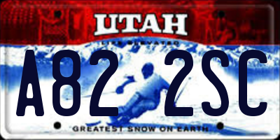 UT license plate A822SC