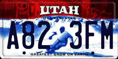 UT license plate A823FM