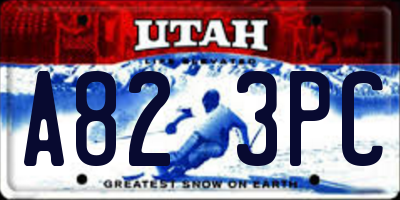 UT license plate A823PC