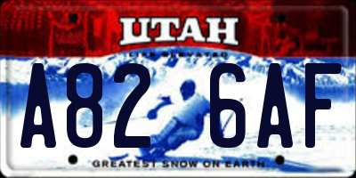 UT license plate A826AF
