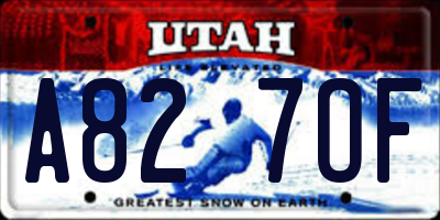 UT license plate A827OF