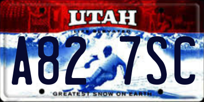 UT license plate A827SC
