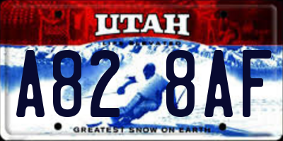 UT license plate A828AF