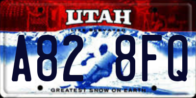 UT license plate A828FQ