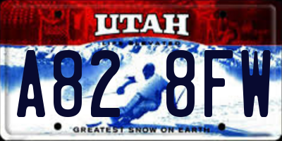 UT license plate A828FW