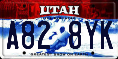 UT license plate A828YK