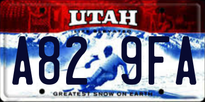 UT license plate A829FA