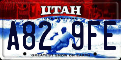UT license plate A829FE