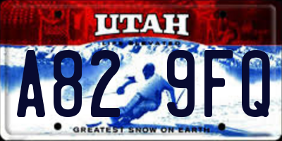 UT license plate A829FQ