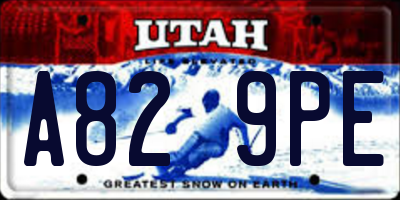UT license plate A829PE