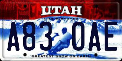 UT license plate A830AE