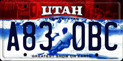 UT license plate A830BC