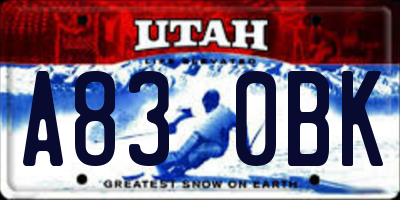 UT license plate A830BK
