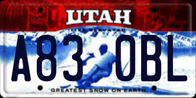 UT license plate A830BL