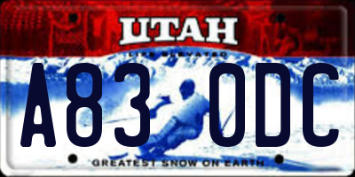 UT license plate A830DC