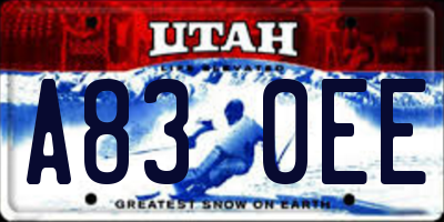 UT license plate A830EE