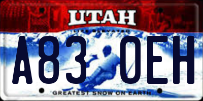 UT license plate A830EH