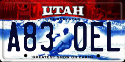 UT license plate A830EL