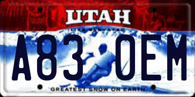 UT license plate A830EM