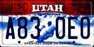 UT license plate A830EO