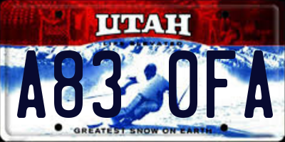 UT license plate A830FA