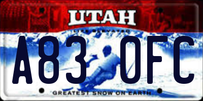 UT license plate A830FC