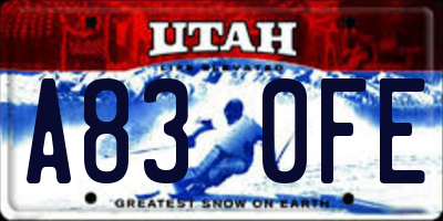 UT license plate A830FE