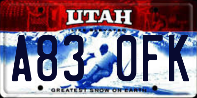 UT license plate A830FK