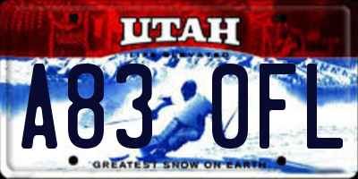 UT license plate A830FL