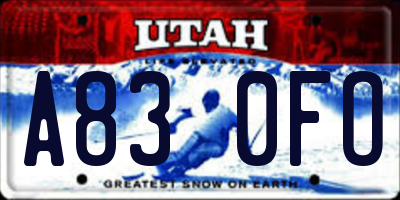 UT license plate A830FO