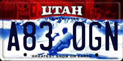 UT license plate A830GN