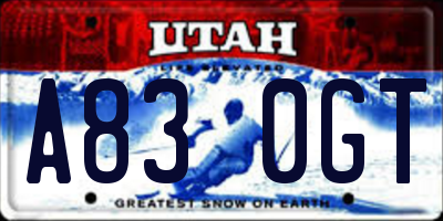 UT license plate A830GT
