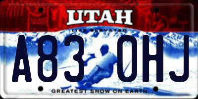 UT license plate A830HJ