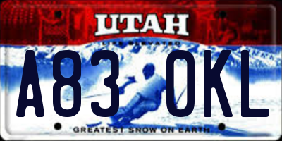 UT license plate A830KL
