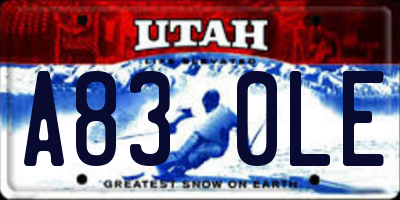 UT license plate A830LE