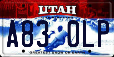 UT license plate A830LP