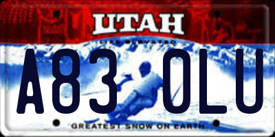 UT license plate A830LU