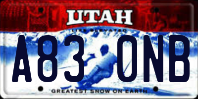 UT license plate A830NB