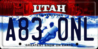 UT license plate A830NL
