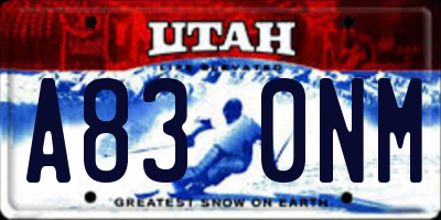 UT license plate A830NM