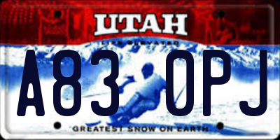 UT license plate A830PJ