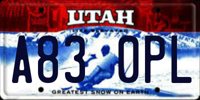 UT license plate A830PL