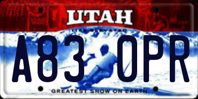 UT license plate A830PR