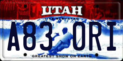 UT license plate A830RI