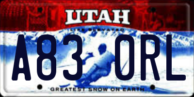 UT license plate A830RL