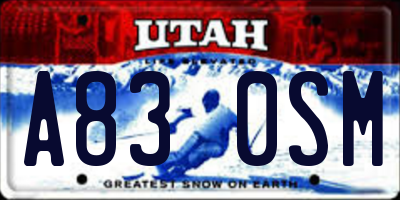 UT license plate A830SM